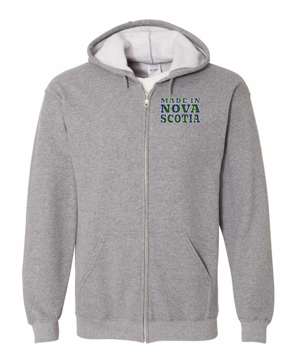 Made In Nova Scotia ( Tartan Lettering) Left Chest zip-hoodie