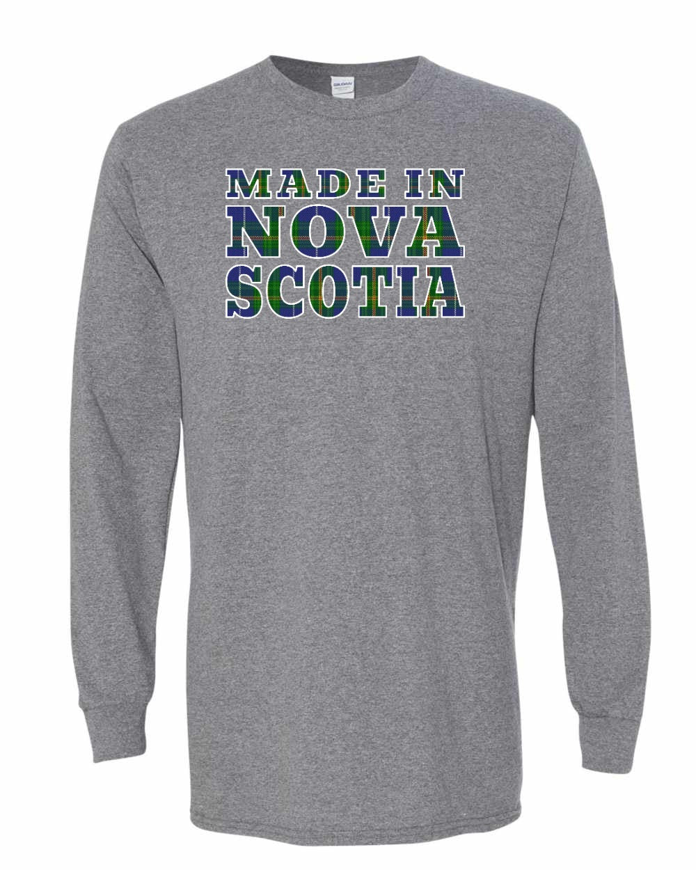 Made In Nova Scotia ( Tartan Lettering) Full Long Sleeve Tee