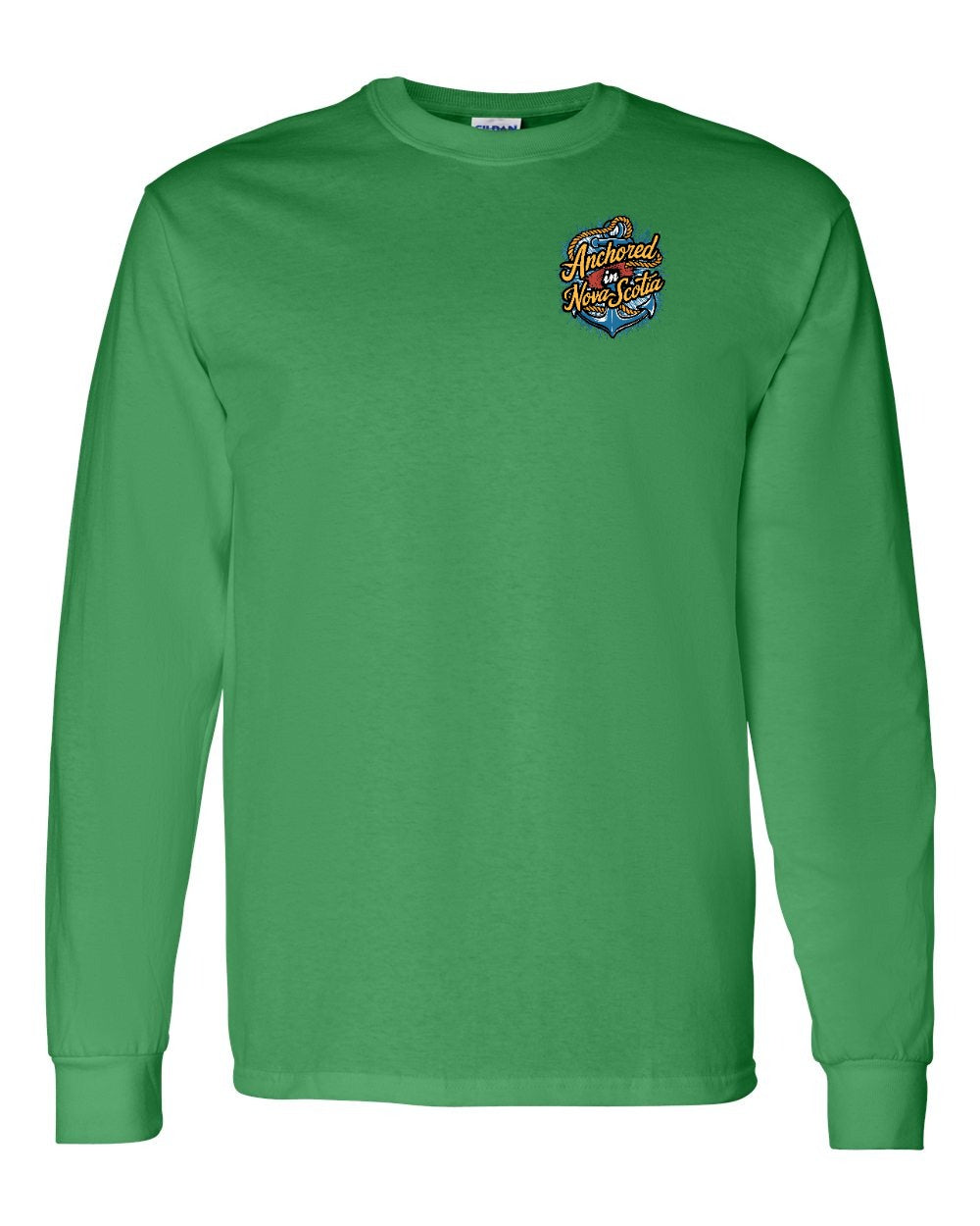 Anchored In Nova Scotia (Old Design) Left Chest and Back Long Sleeve Tee