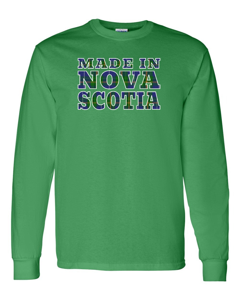 Made In Nova Scotia ( Tartan Lettering) Full Long Sleeve Tee