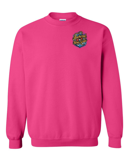 Anchored In Nova Scotia (Old Design) Left Chest crew-neck