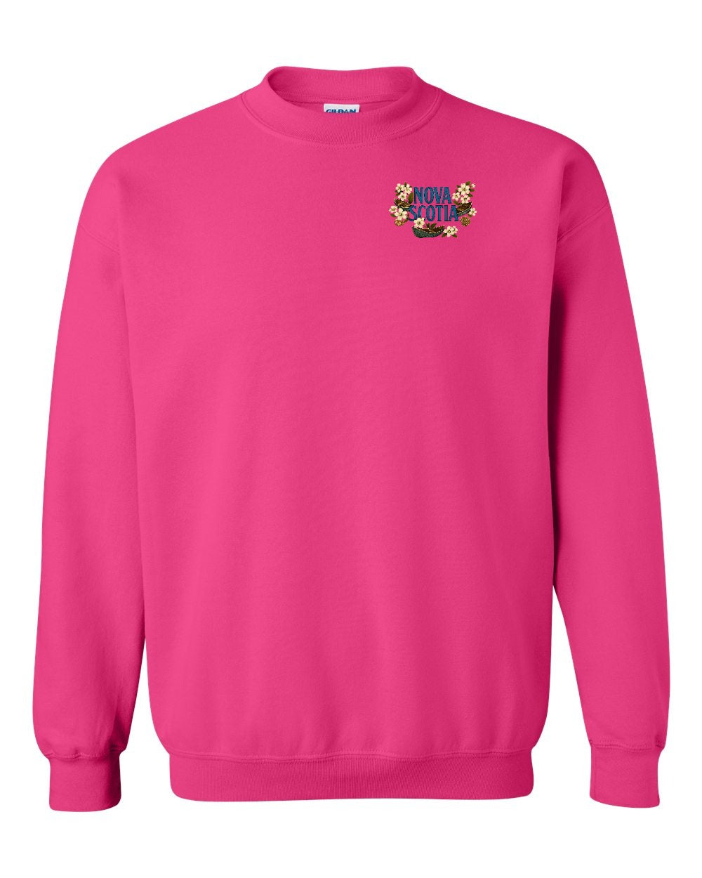 Nova Scotia Flowers Left Chest and Back crew-neck