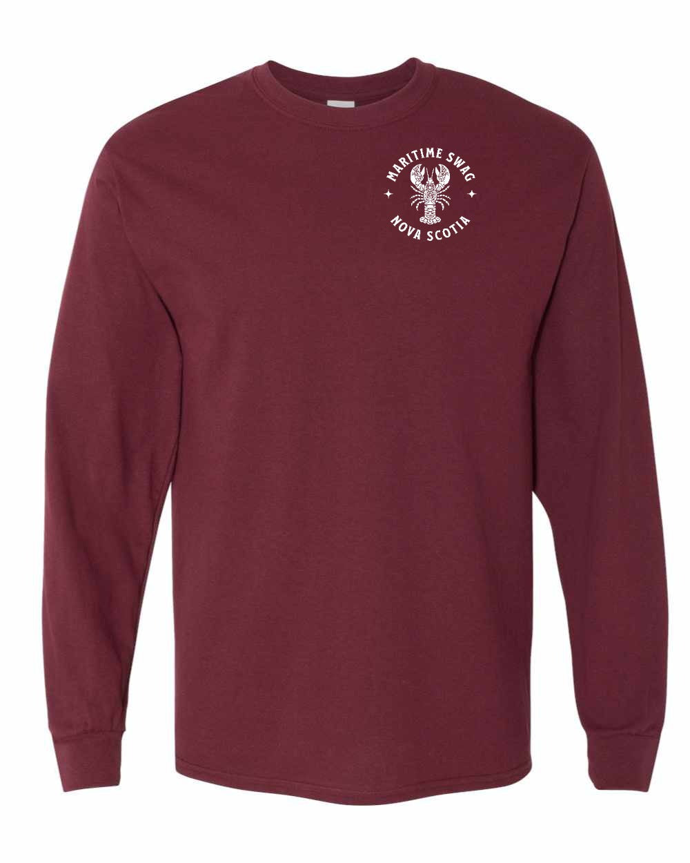 Maritime Swag Nova Scotia Mandala white Lobster Left Chest Long Sleeve Tee