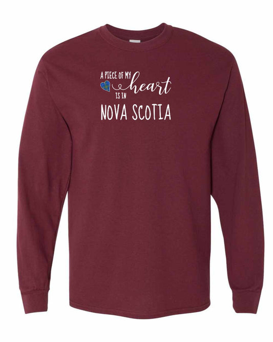 A piece of My heart in Nova Scotia (Tartan Heart) Full Long Sleeve Tee