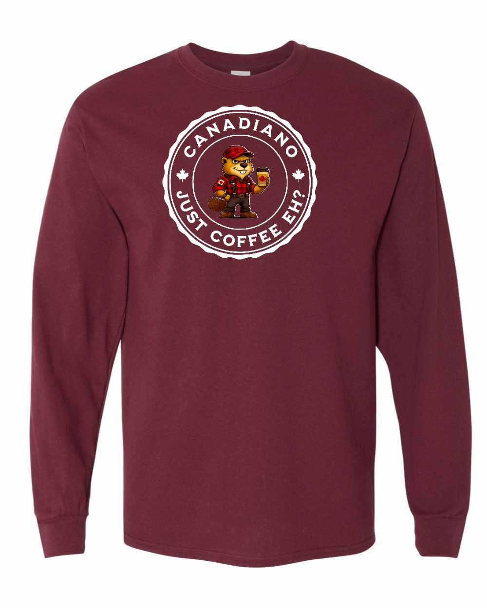 Canadiano just Coffee EH! Male Beaver Full Long Sleeve