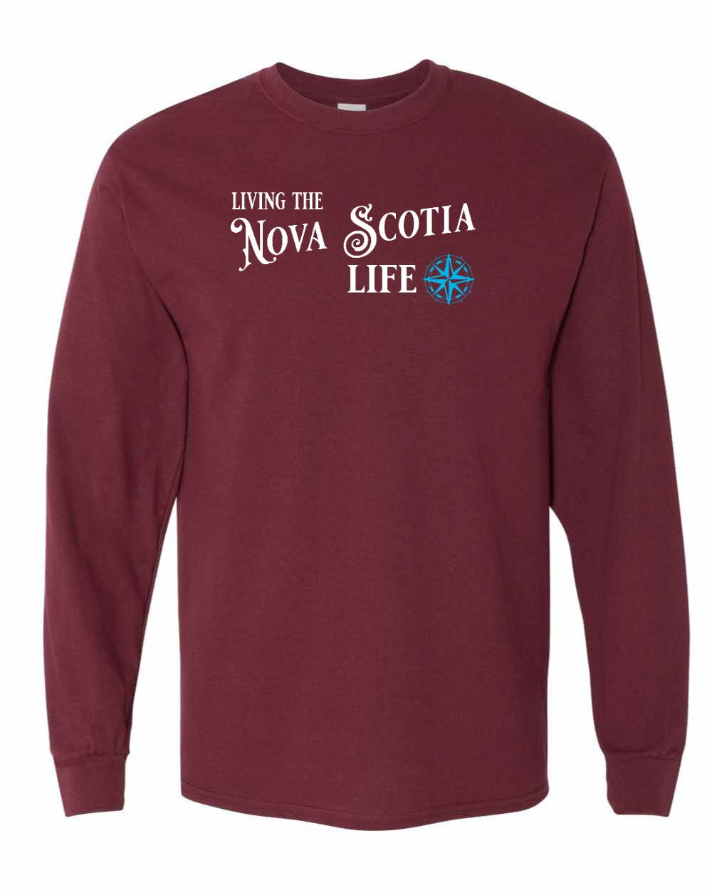 Living the Nova Scotia Life blue Full Long Sleeve Tee