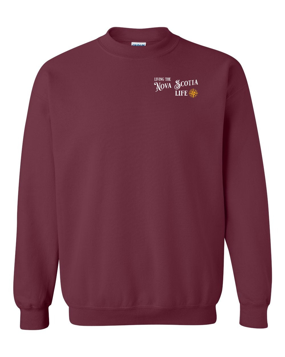 Living the Nova Scotia Life yellow Left Chest crew-neck