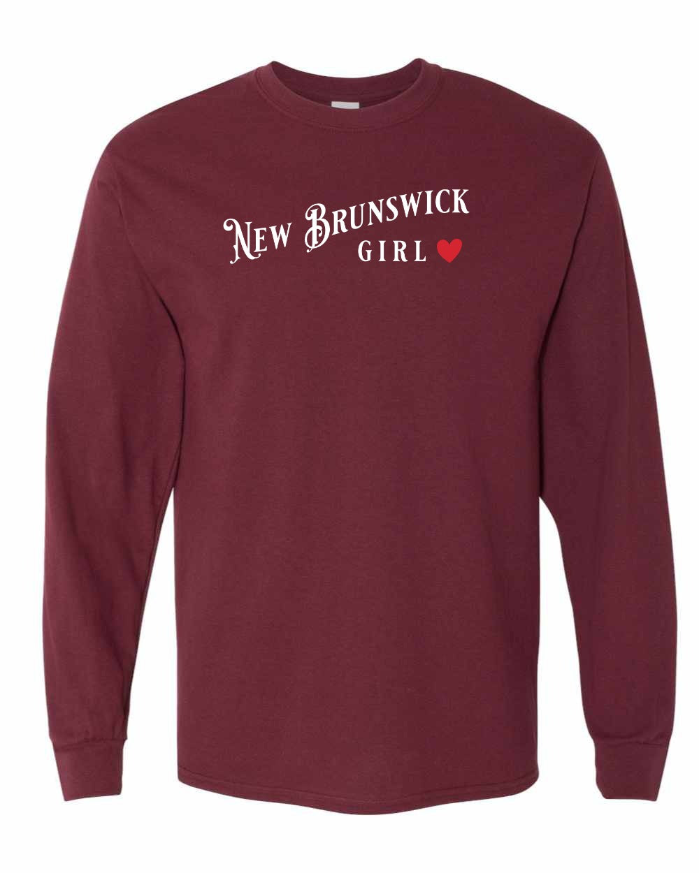 New Brunswick Girl Red Heart Full Long Sleeve Tee