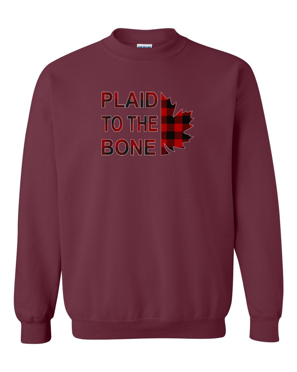 Plaid to the Bone Stacked Leaf Full Crewneck