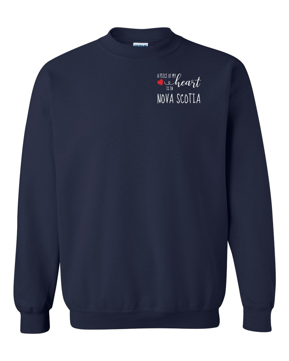 A piece of My heart in Nova Scotia (Red Heart) Left Chest crew-neck