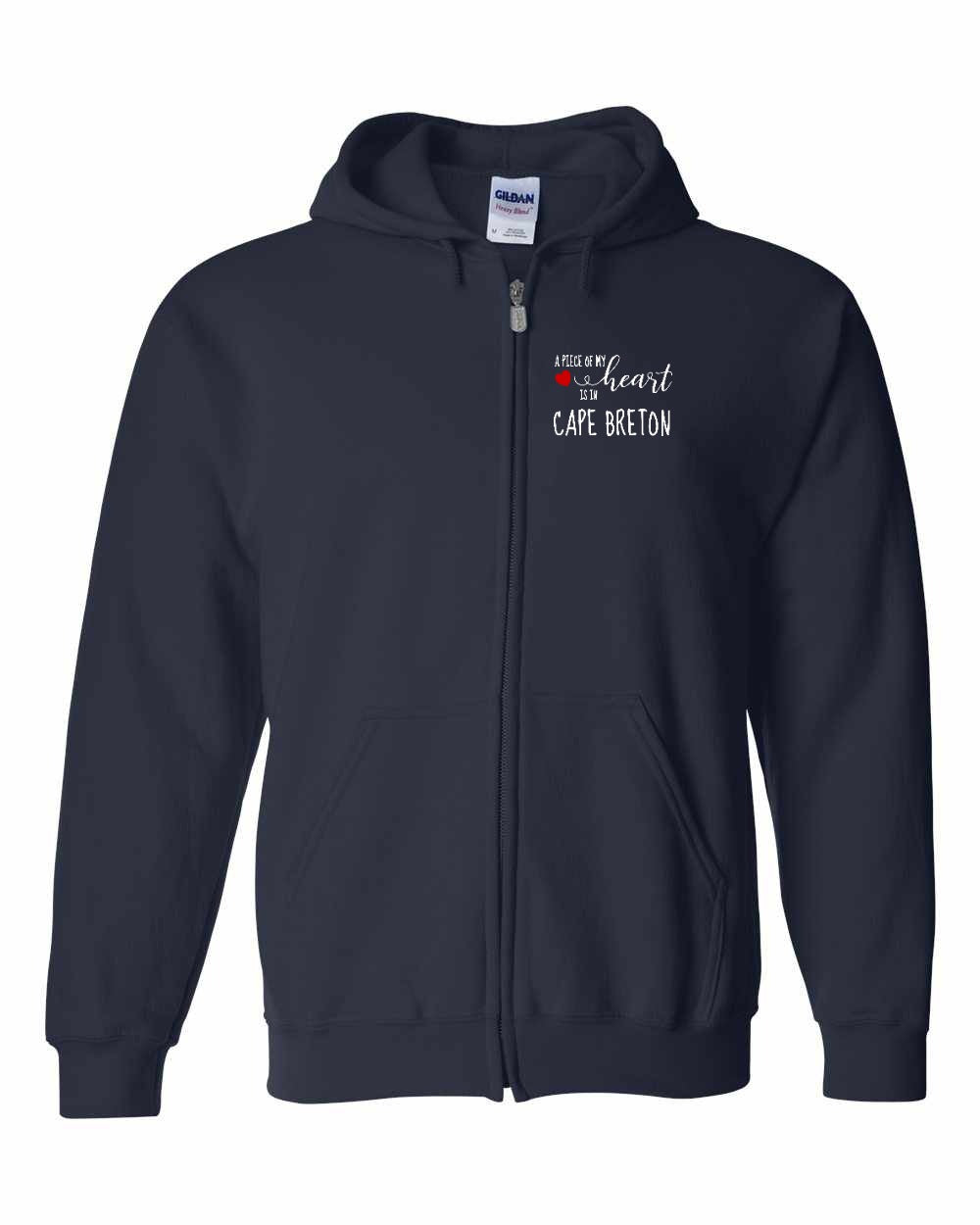 A piece of My heart in Cape Breton (Red Heart) Left Chest Zip Hoodie