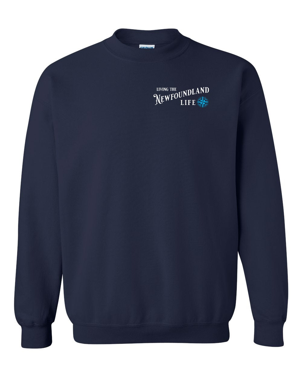 Living the Newfoundland Life blue Left Chest Crewneck Sweatshirt