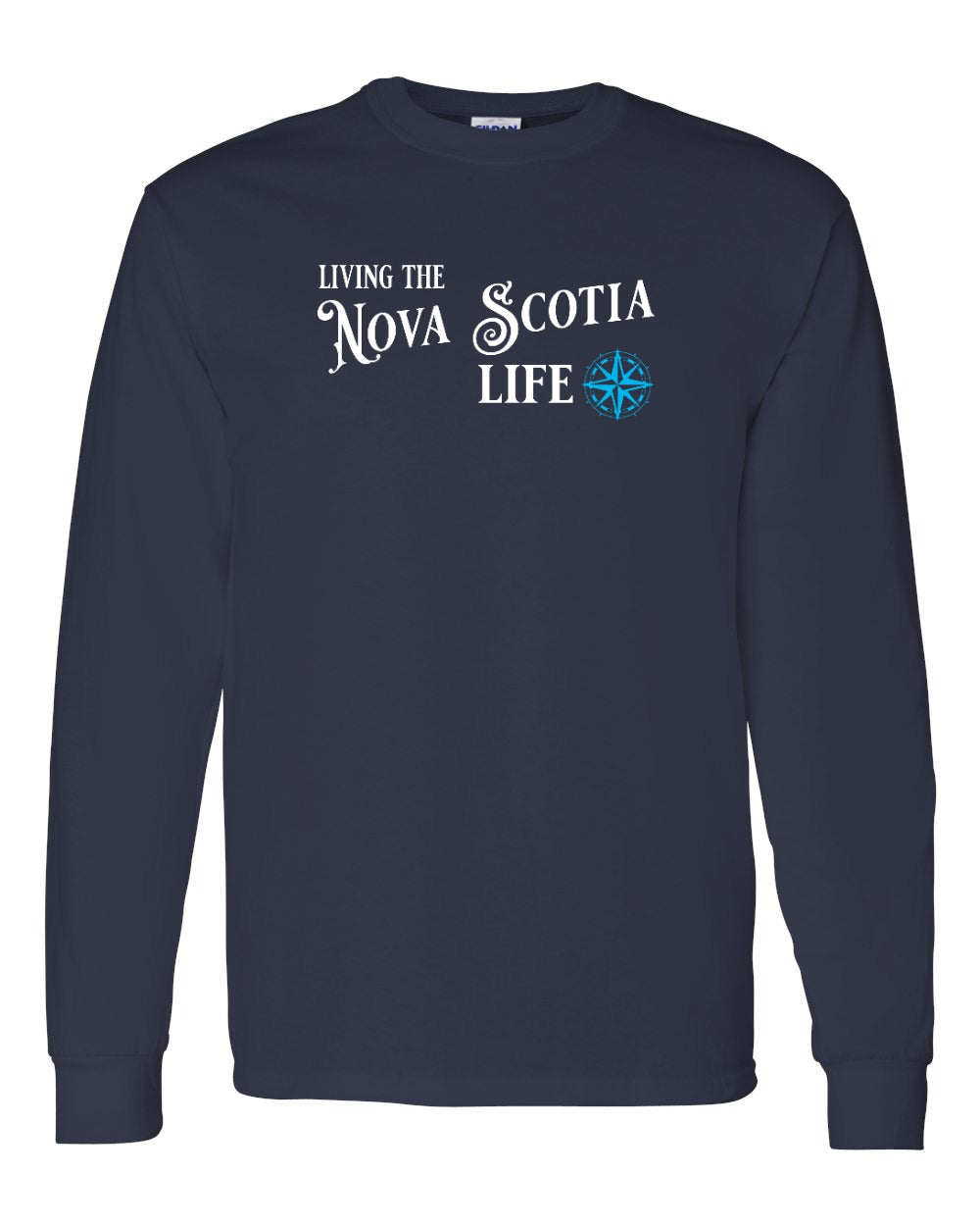 Living the Nova Scotia Life blue Full Long Sleeve Tee