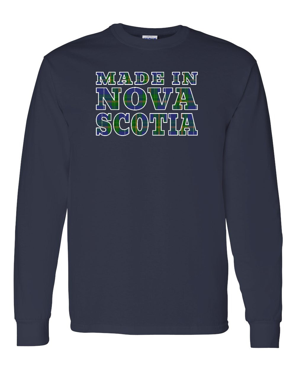 Made In Nova Scotia ( Tartan Lettering) Full Long Sleeve Tee