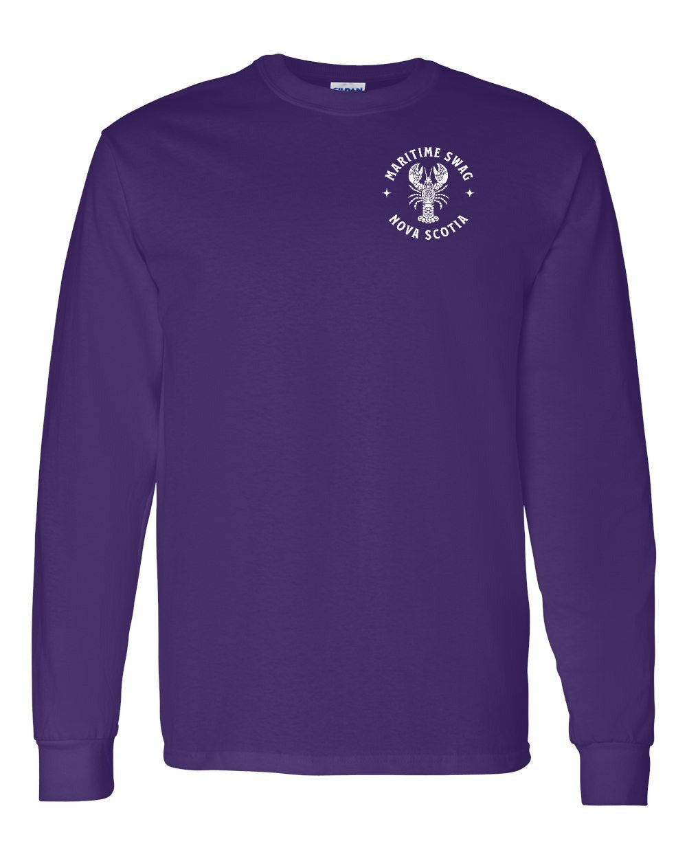 Maritime Swag Nova Scotia Mandala white Lobster Left Chest and Back Long Sleeve Tee