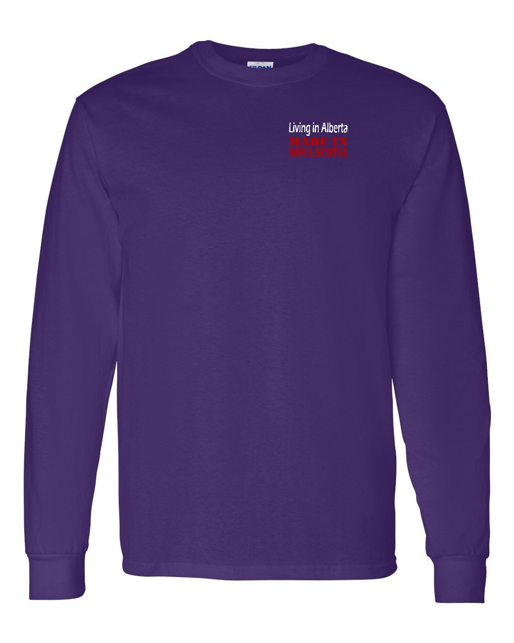 Living Alberta Made in Nova Scotia Left Chest and Back Long Sleeve Tee