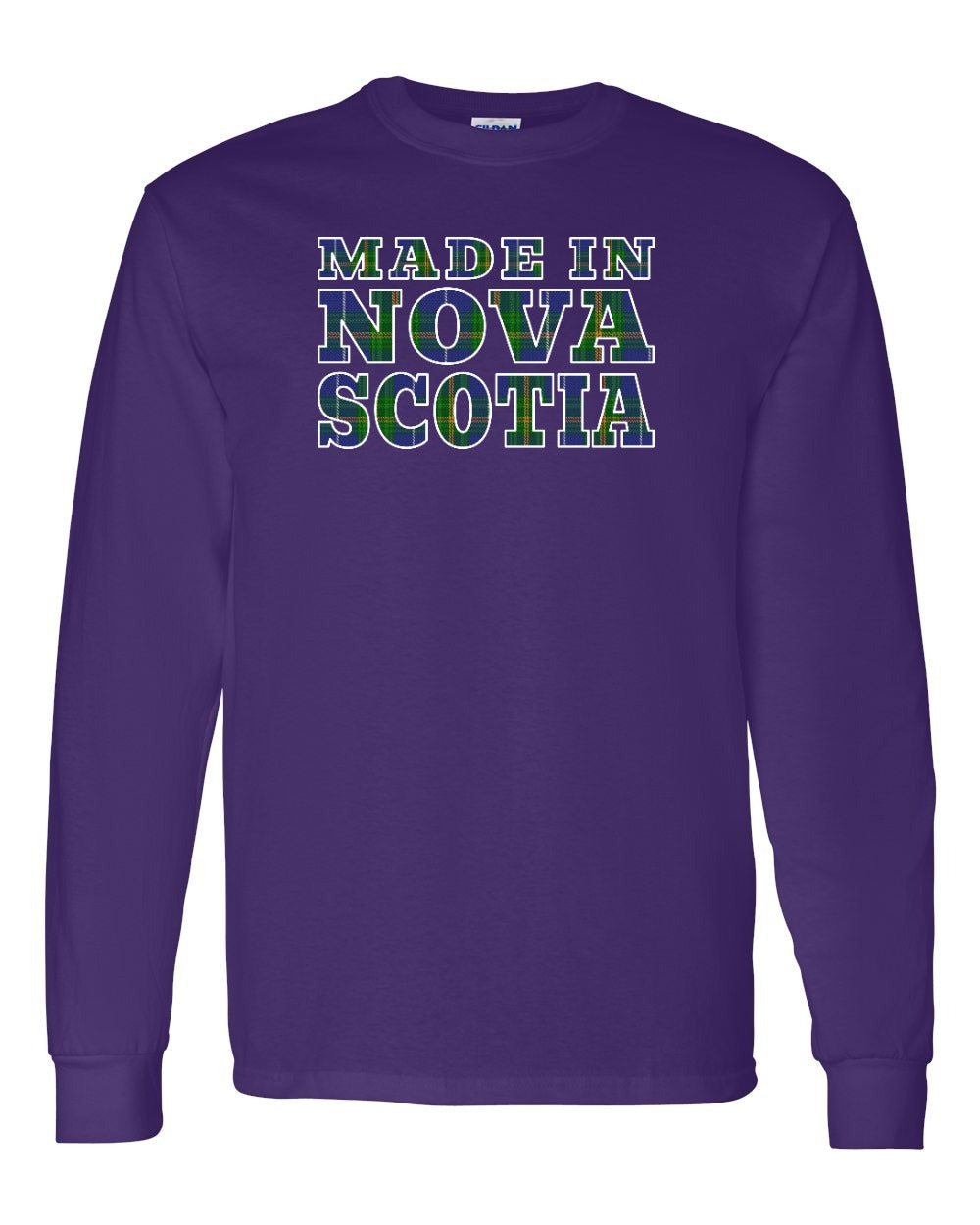 Made In Nova Scotia ( Tartan Lettering) Full Long Sleeve Tee