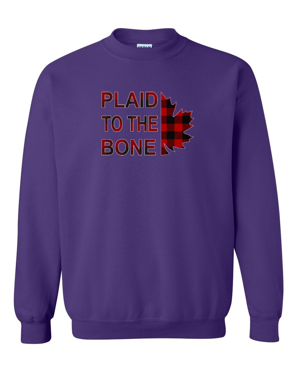 Plaid to the Bone Stacked Leaf Full Crewneck