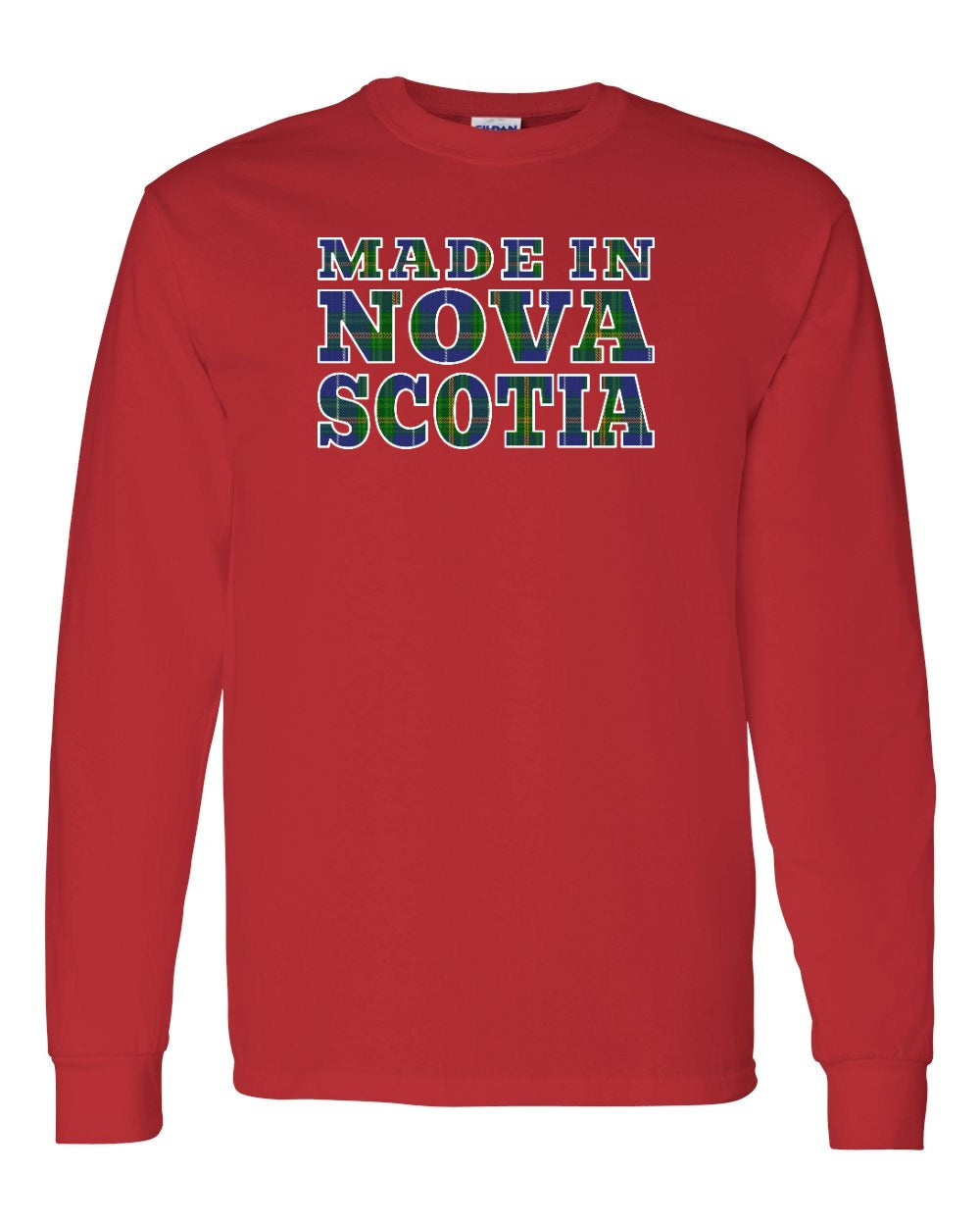 Made In Nova Scotia ( Tartan Lettering) Full Long Sleeve Tee