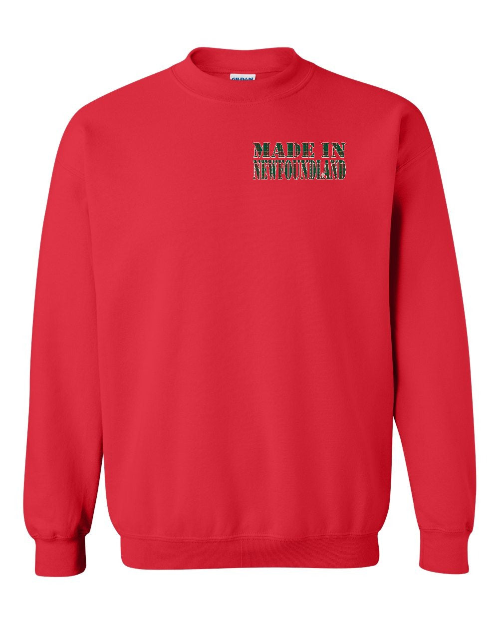 Made In Newfoundland ( Tartan Lettering) Left Chest Crewneck Sweatshirt