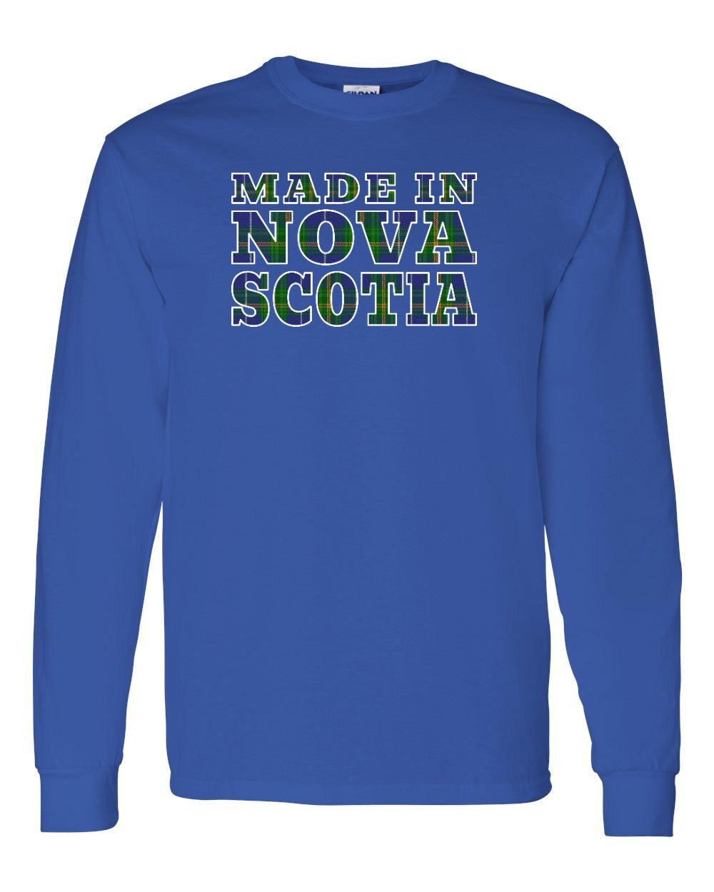 Made In Nova Scotia ( Tartan Lettering) Full Long Sleeve Tee