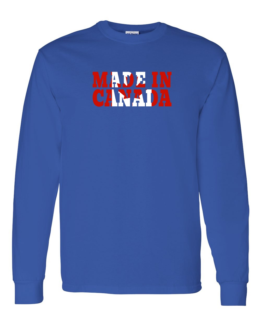 Made in Canada Flag Background Full Long Sleeve - Gildan Canada (sewn Internationally)