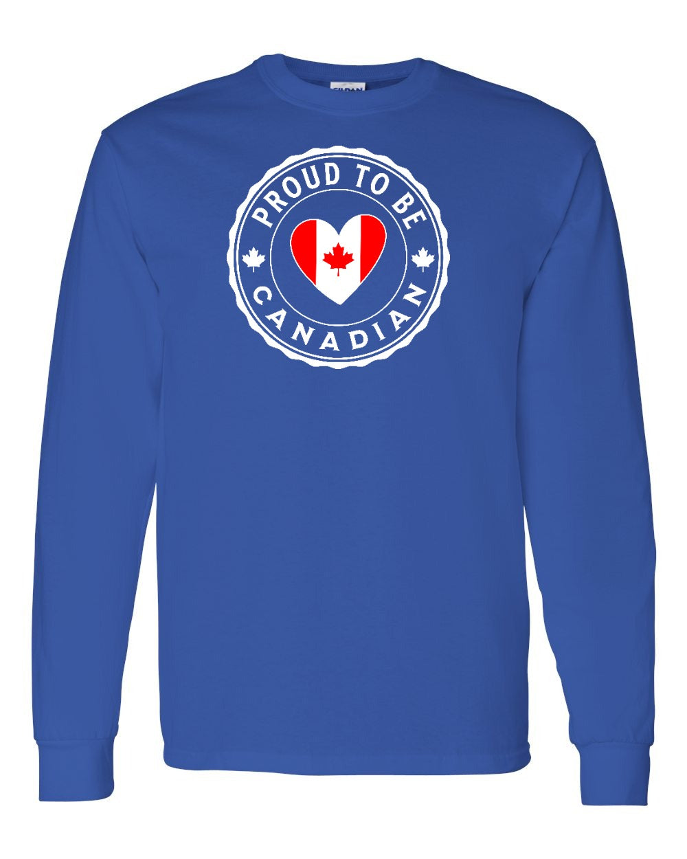 Proud to be Canadian Heart Flag Full Long Sleeve - Gildan Canada (sewn Internationally)