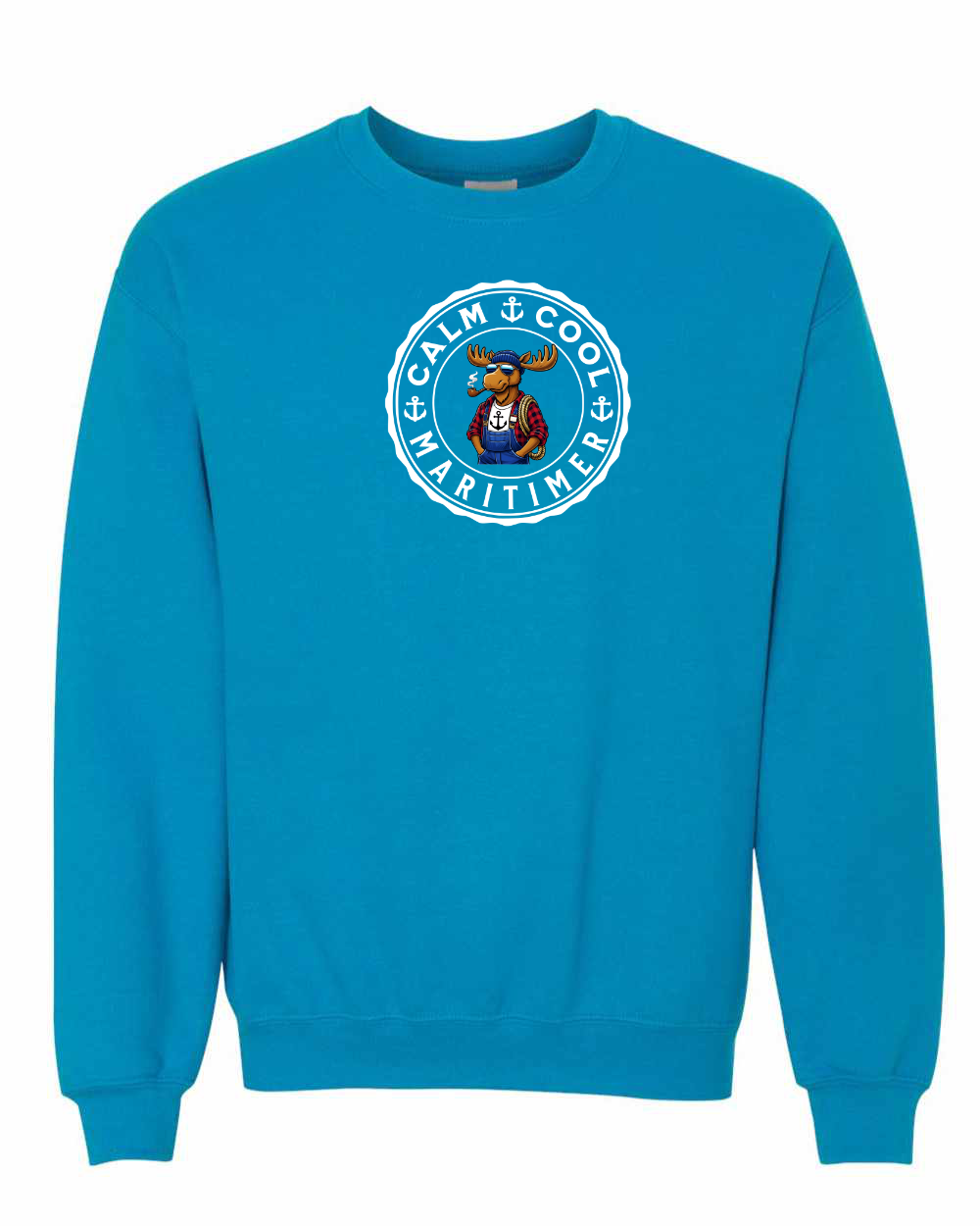 Calm Cool Maritimer Moose Full Front Crewneck Sweatshirt