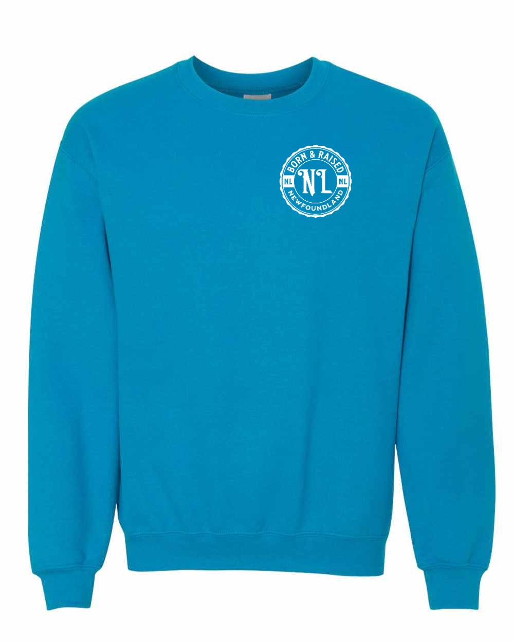 Born & Raised Newfoundland Left Chest and Back Crewneck Sweatshirt