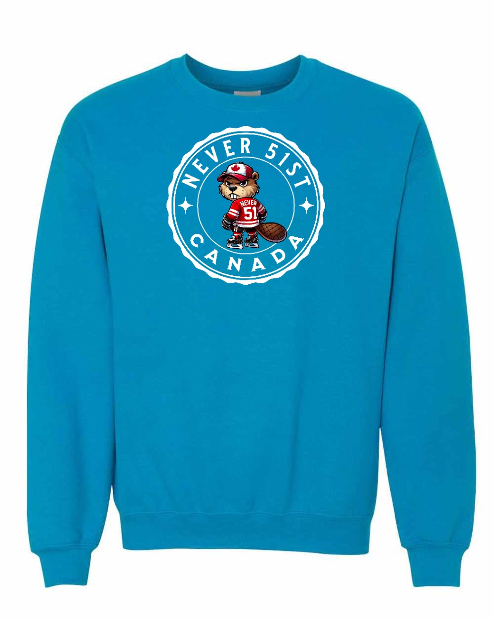 Never 51st Beaver Full Crewneck - Gildan Canada (sewn Internationally)