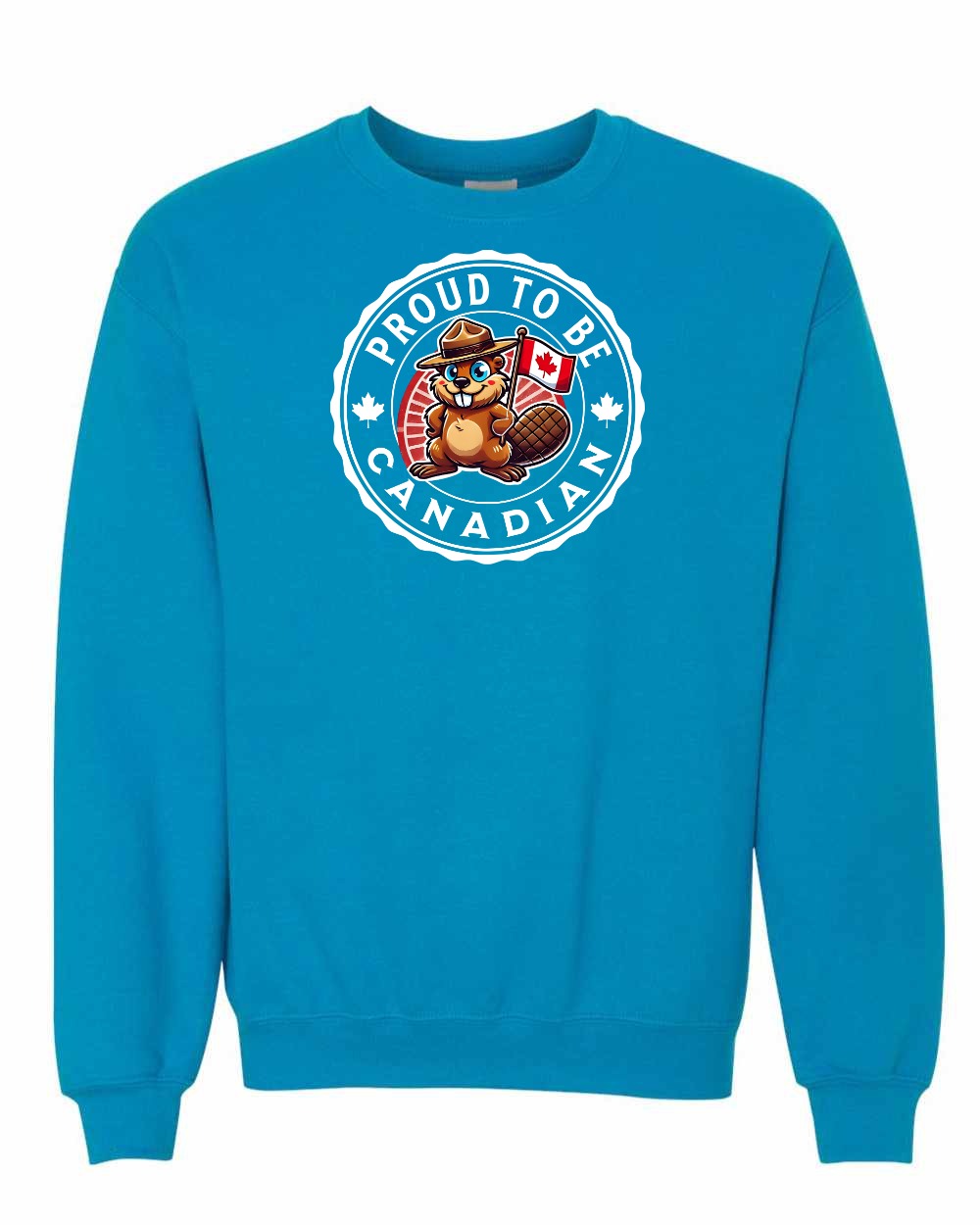 Proud to be Canadian Beaver Full Crewneck - Gildan Canada (sewn Internationally)