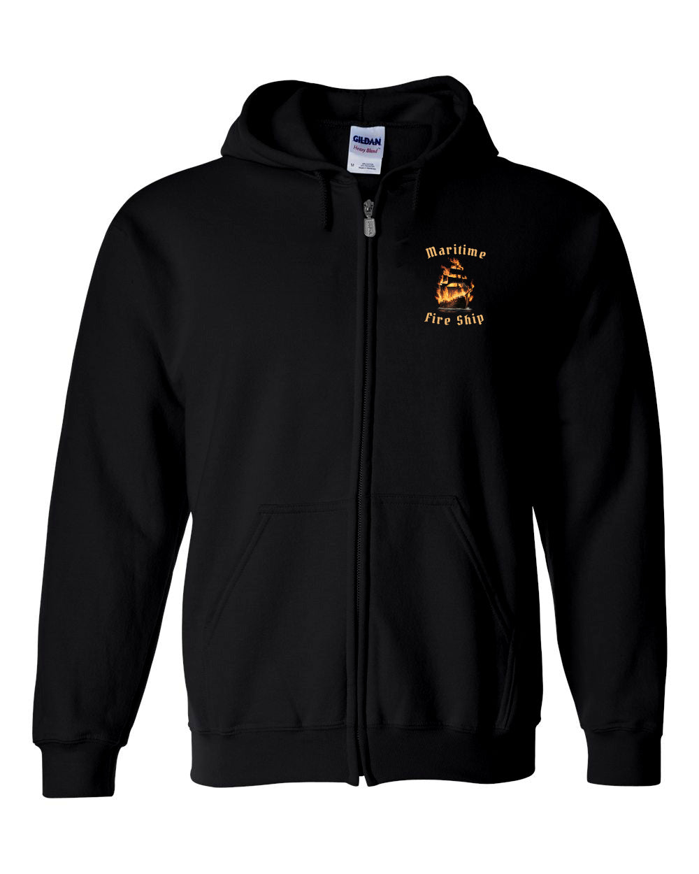 Maritime Fire Ship Hoodie with Zipper