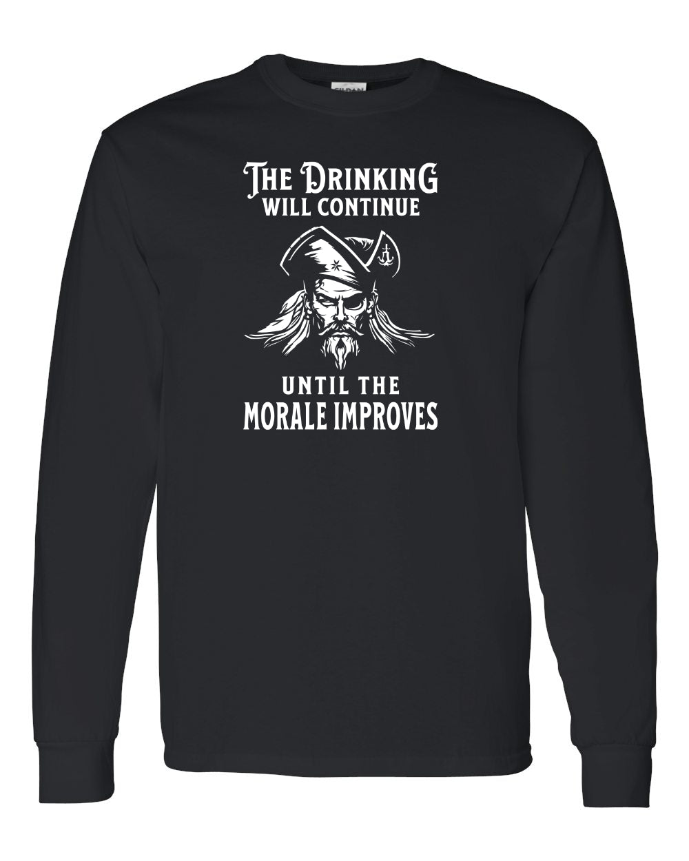 Maritime Swag Pirate Drinking Morale Improves Long Sleeve Tee