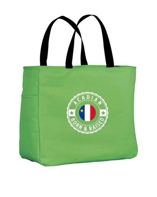 Acadian Born And Raised Acadian Flag Center Tote Bag