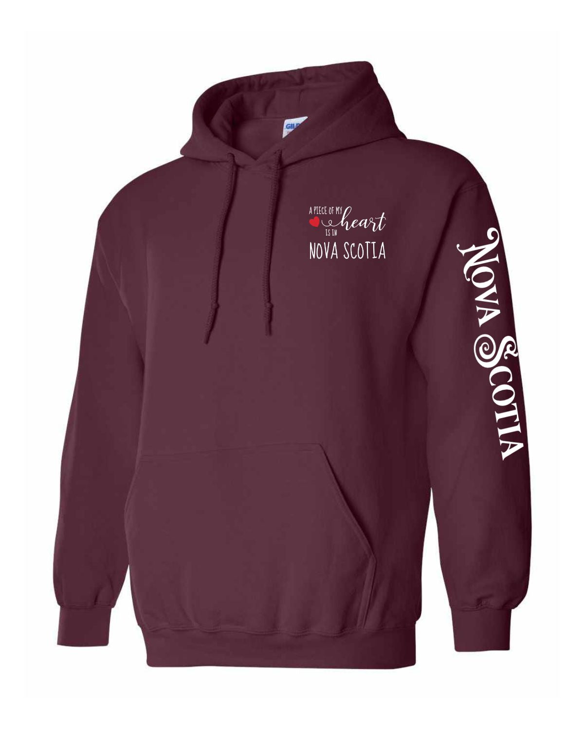 A piece of my heart is in Nova Scotia ( Red Heart ) Left Chest and Sleeve Pullover Hoodie