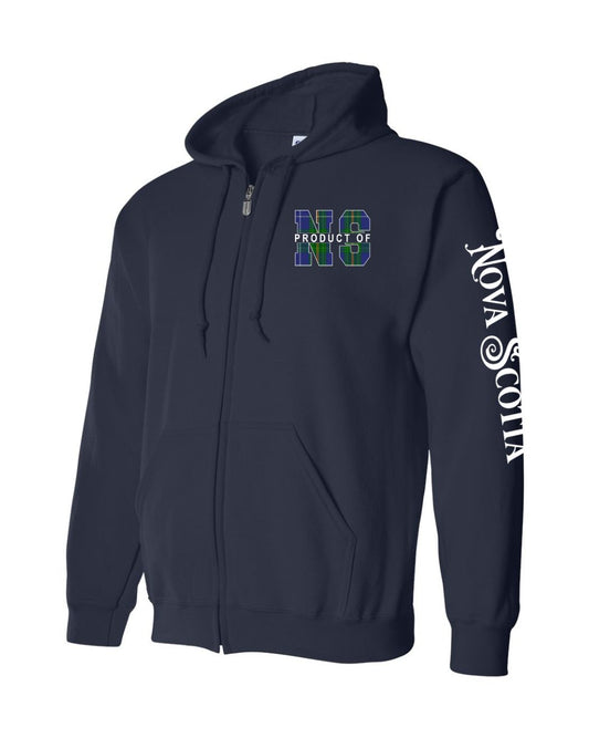 Product Of Nova Scotia Left Chest and Sleeve Zip Hoodie