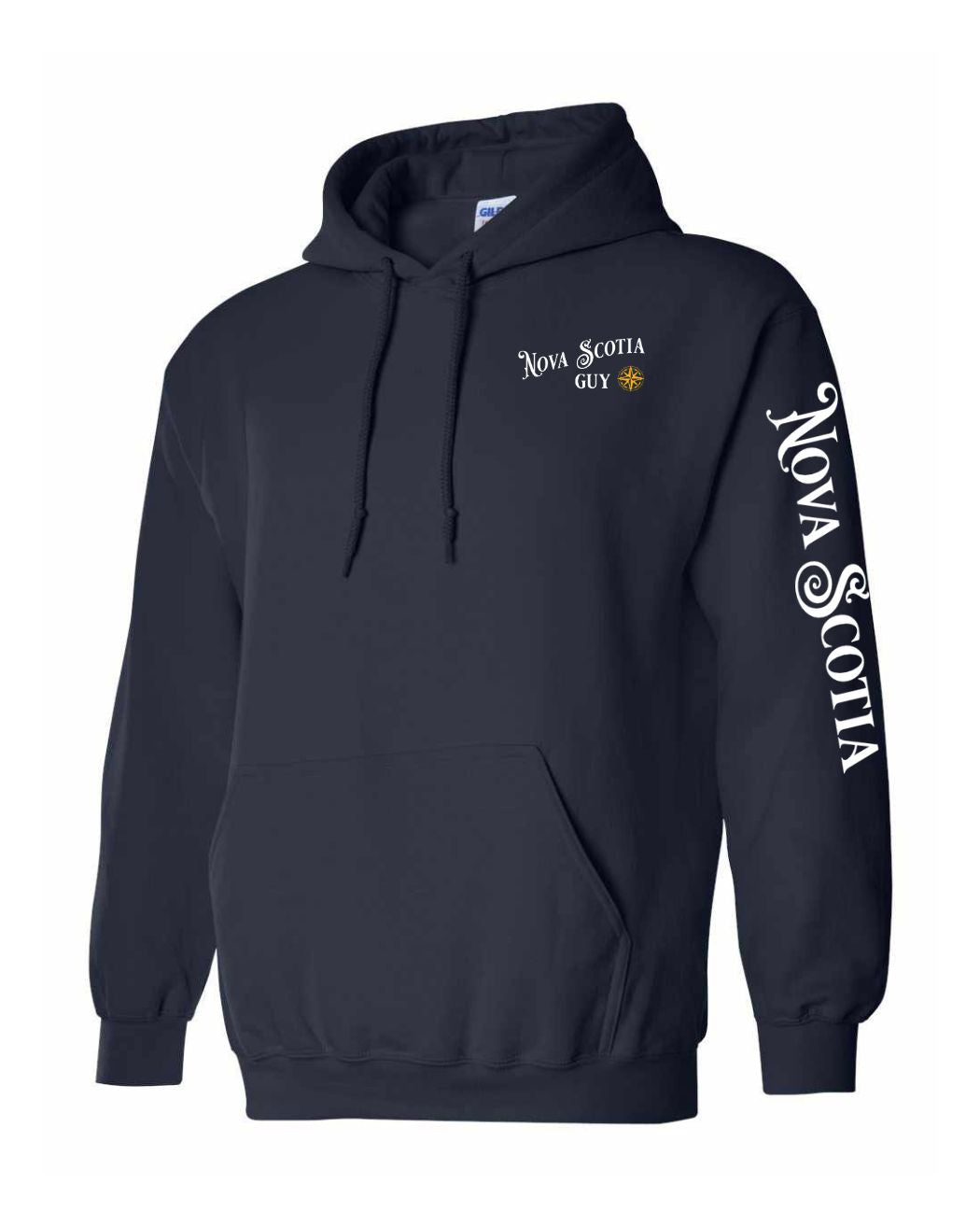 Nova Scotia Guy Yellow Compass Left Chest and Sleeve Pullover Hoodie