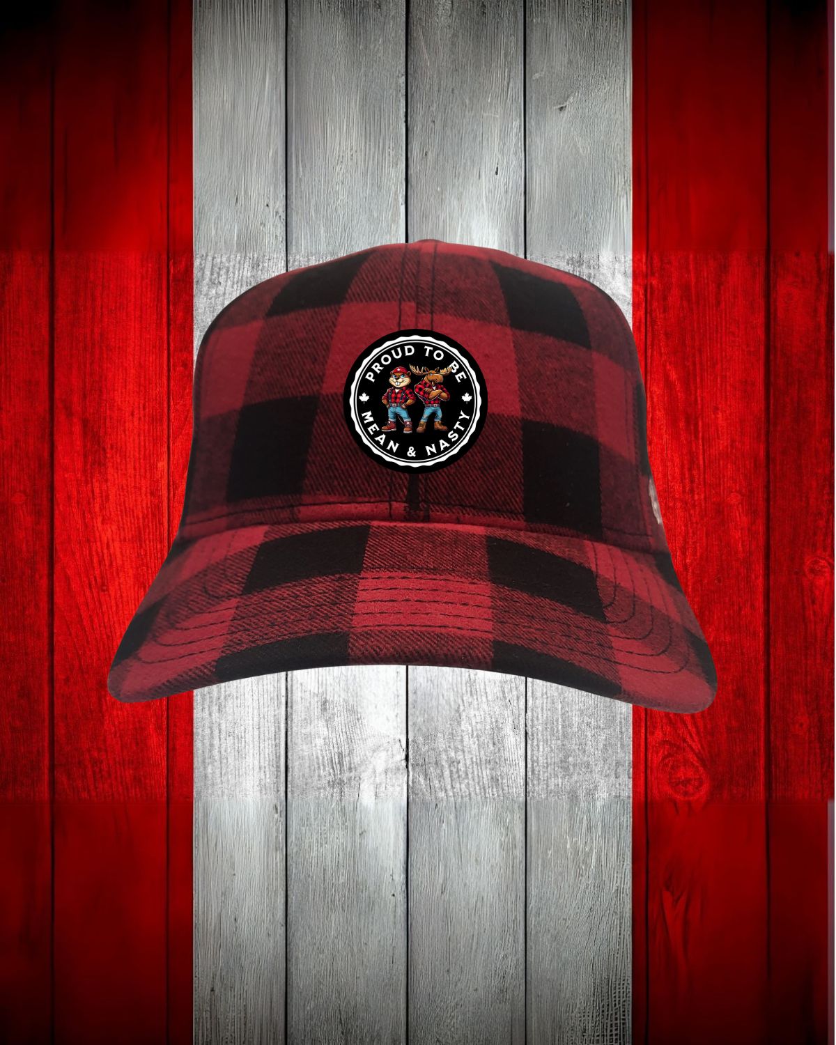 Proud to be Mean and Nasty Beaver and Moose Plaid Hat