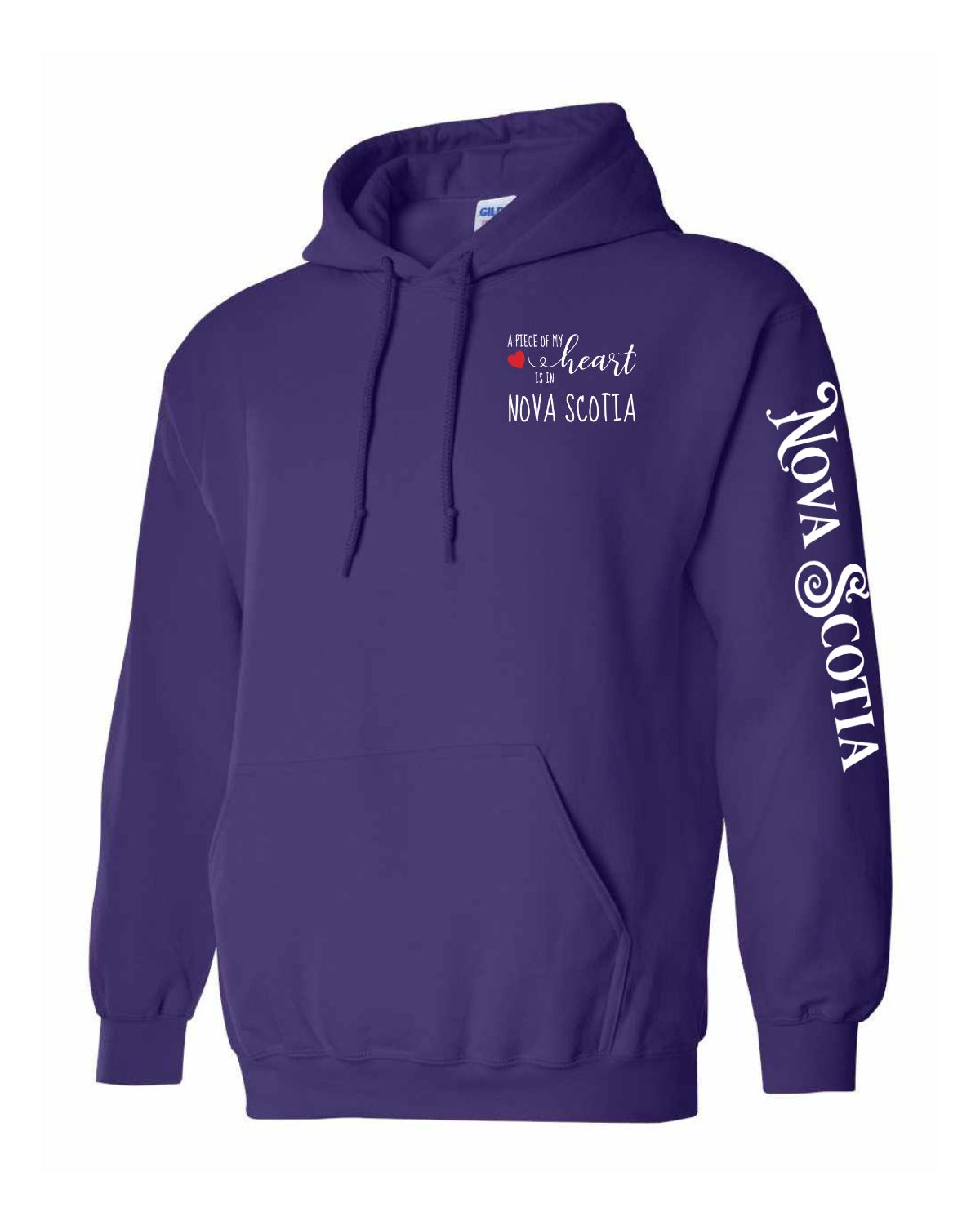 A piece of my heart is in Nova Scotia ( Red Heart ) Left Chest and Sleeve Pullover Hoodie