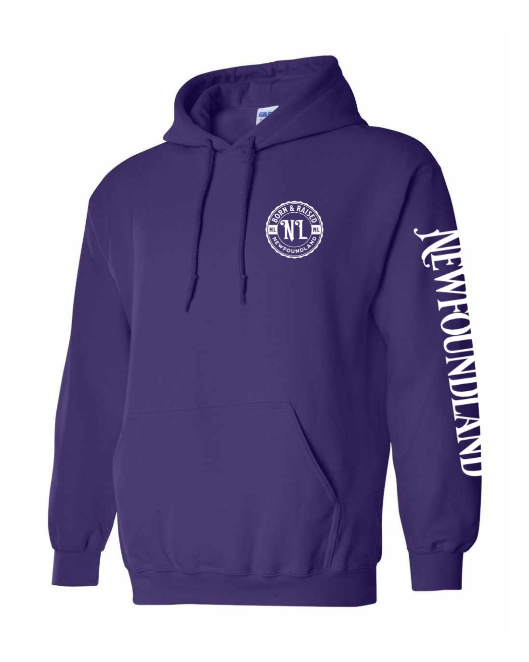Born and Raised Newfoundland Left Chest and Sleeve Pullover Hoodie