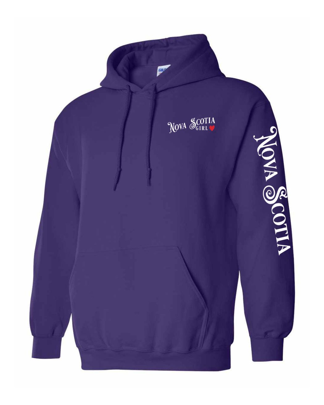 Nova Scotia Girl Red Heart Left Chest and Sleeve Pullover Hoodie