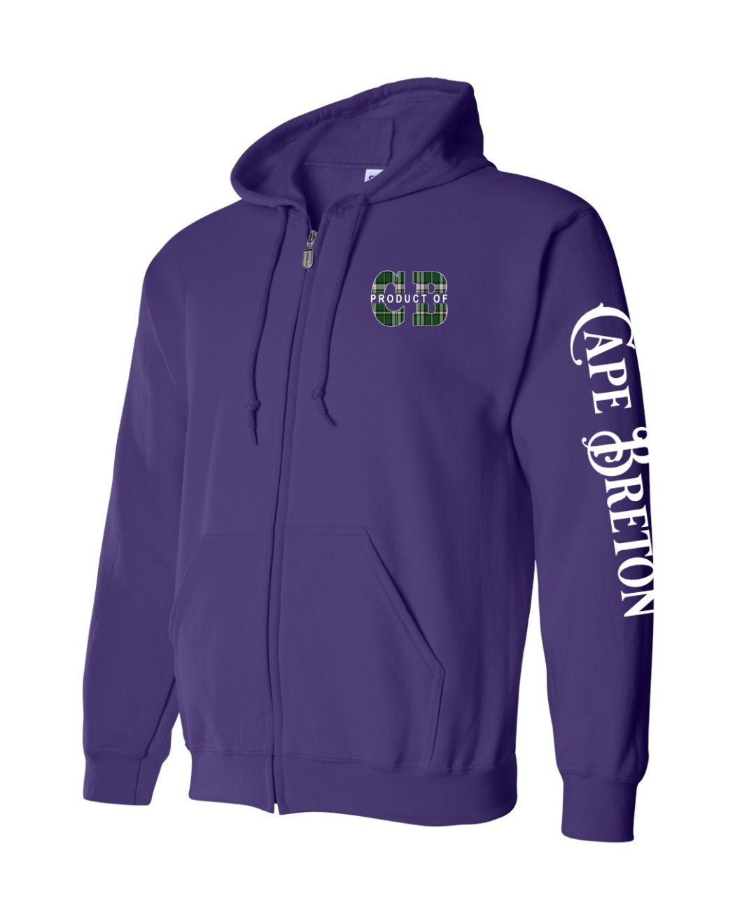 Product of Cape Breton Left Chest and Sleeve Zip Hoodie