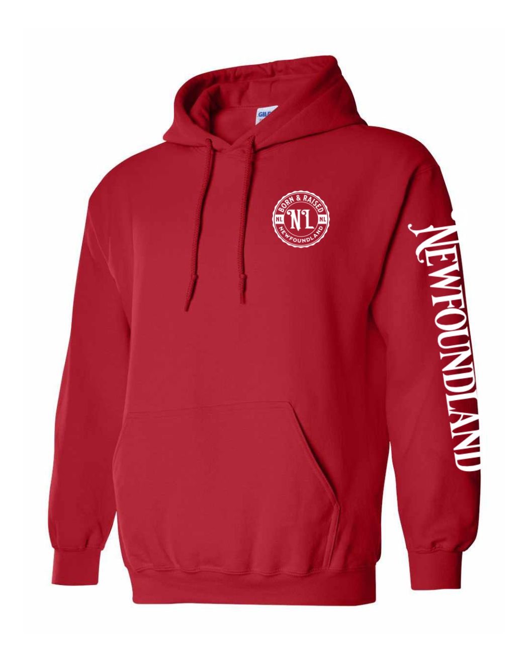 Born and Raised Newfoundland Left Chest and Sleeve Pullover Hoodie