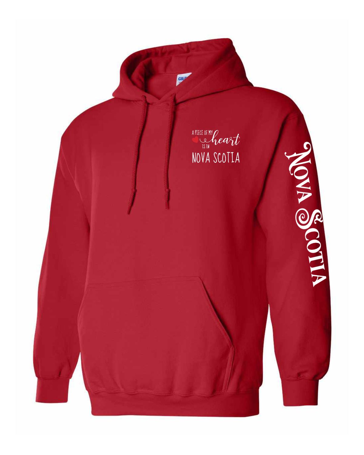 A piece of my heart is in Nova Scotia ( Red Heart ) Left Chest and Sleeve Pullover Hoodie