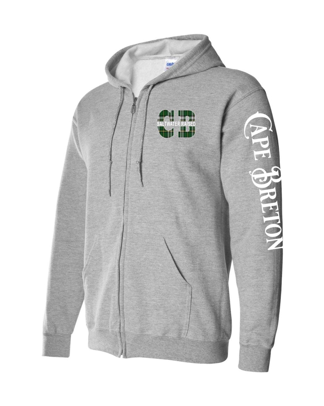 Cape Breton Saltwater Raised Left Chest and Sleeve Zip Hoodie