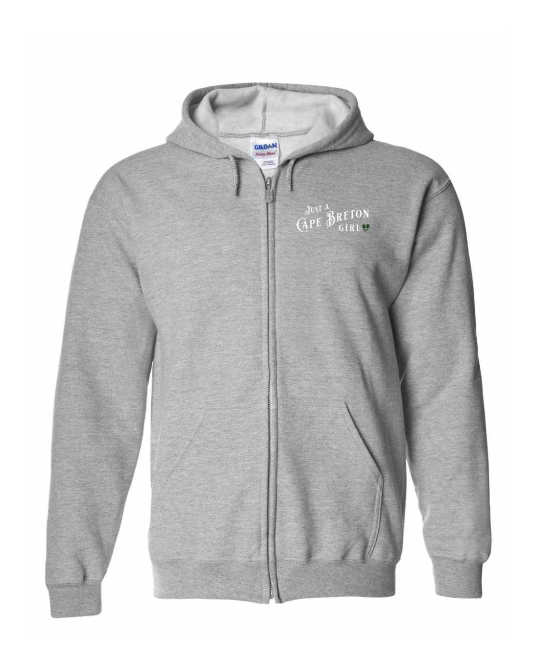Just a Cape Breton Girl Tartan Left Chest and Back Zip Hoodie
