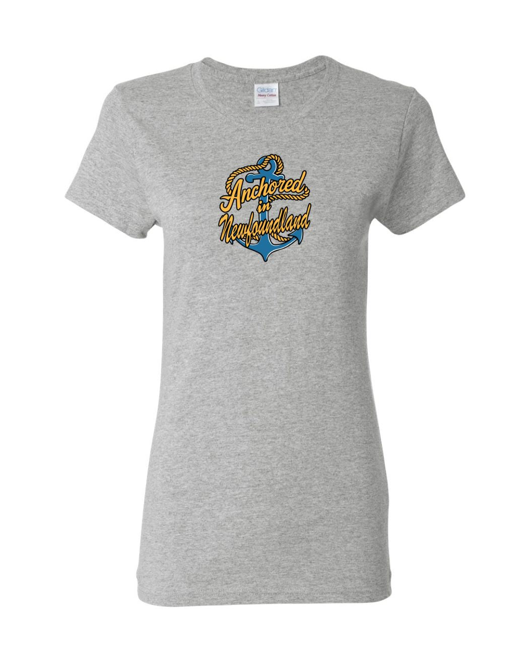 Anchored in Newfoundland Full Front Womens Tee