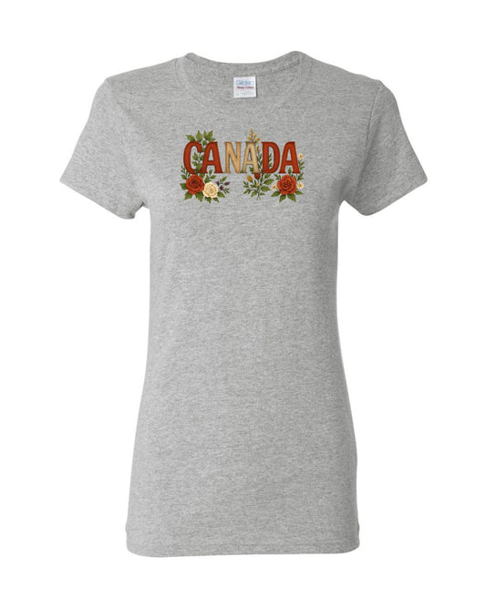 Canada Flowers Design Full Tee Women's Tee - Gildan Canada (sewn Internationally)
