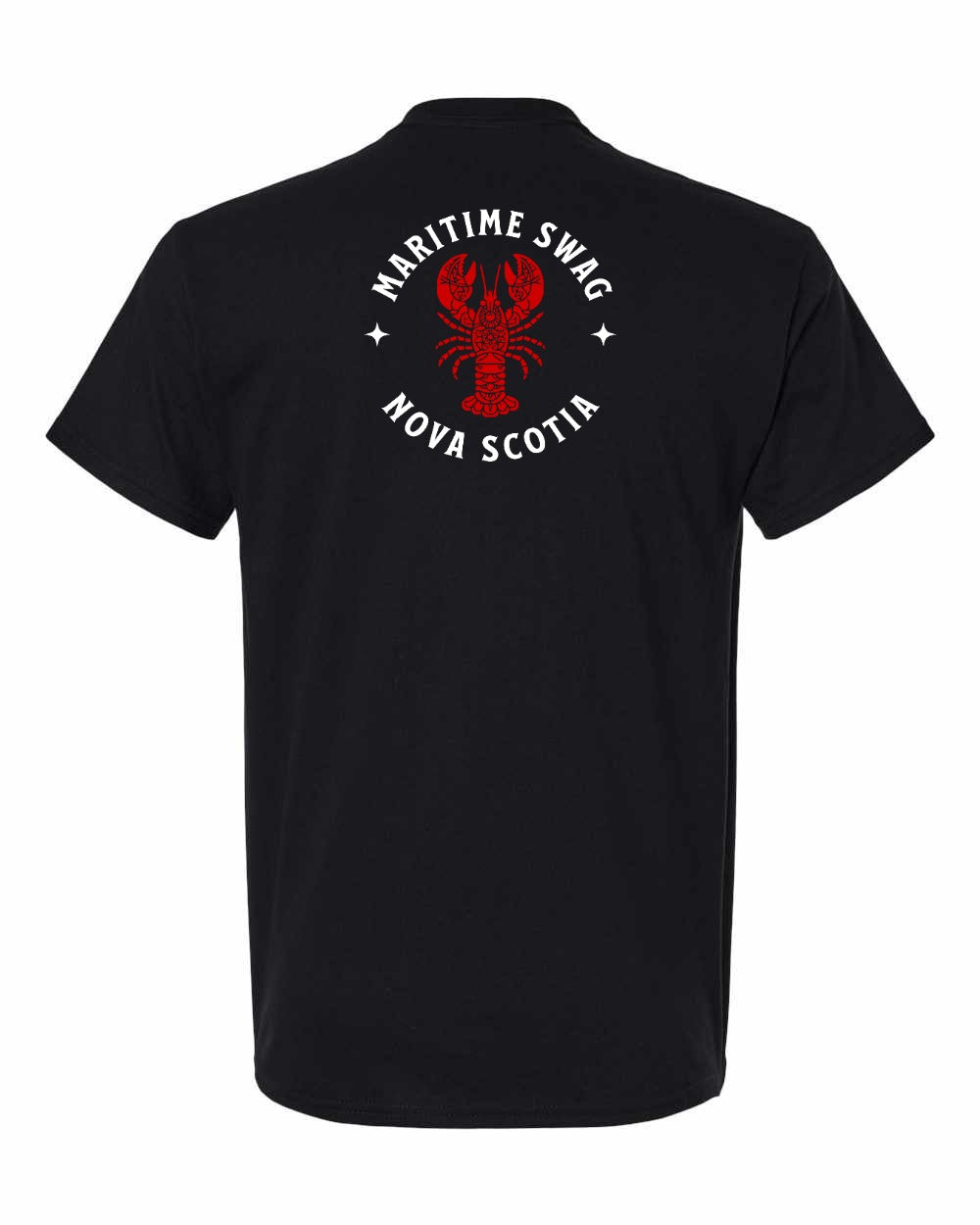 Maritime Swag Nova Scotia Mandala Red Lobster Left Chest and Back mens-tee