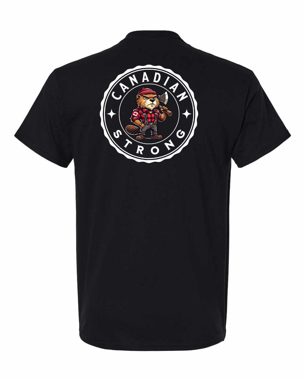 Canadian Strong Beaver Left Chest & Back Men's Tee